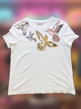RED Valentino | Size M | Hummingbird Print Tee | Short Sleeve
